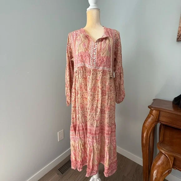 Spell Dresses | Spell Pink and Cream Long Sleeve Dress | Color: Orange/Pink | Size: L | Ahtah003'S Closet